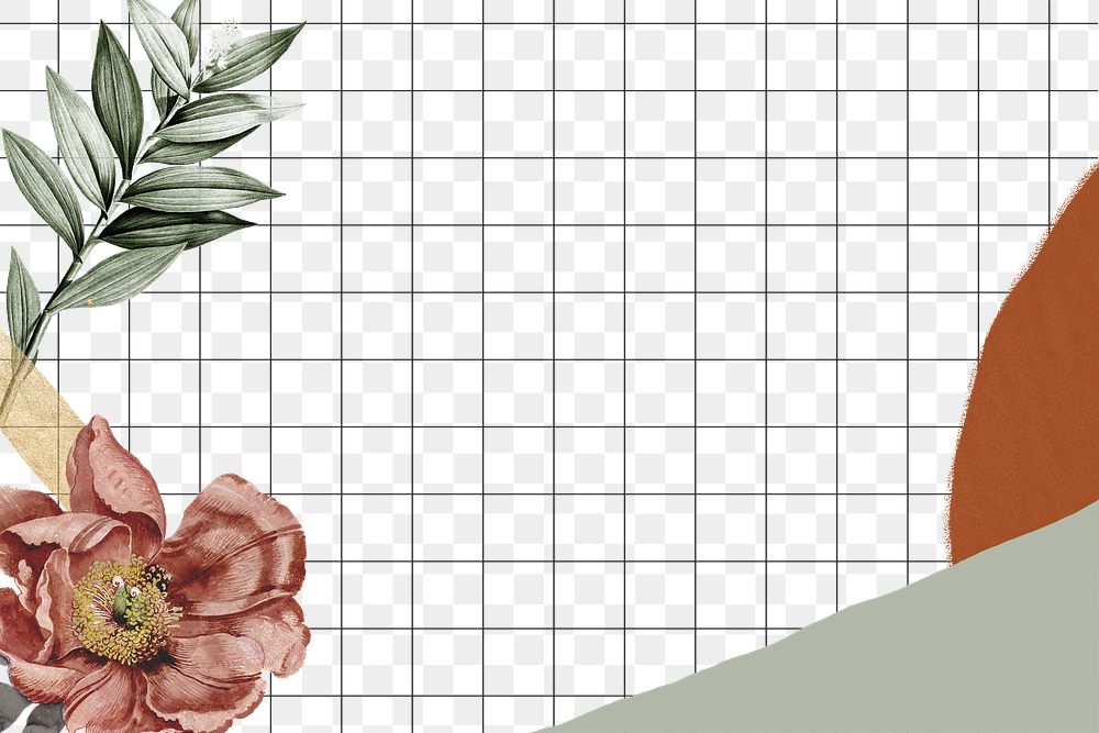 Grid flower png, transparent background, aesthetic Spring illustration