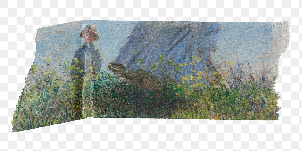PNG Claude Monet's painting washi tape, journal sticker element, transparent background