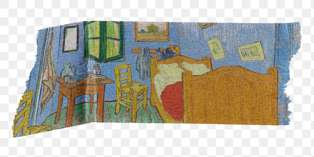 Vincent van Gogh washi tape png sticker, collage element, transparent background