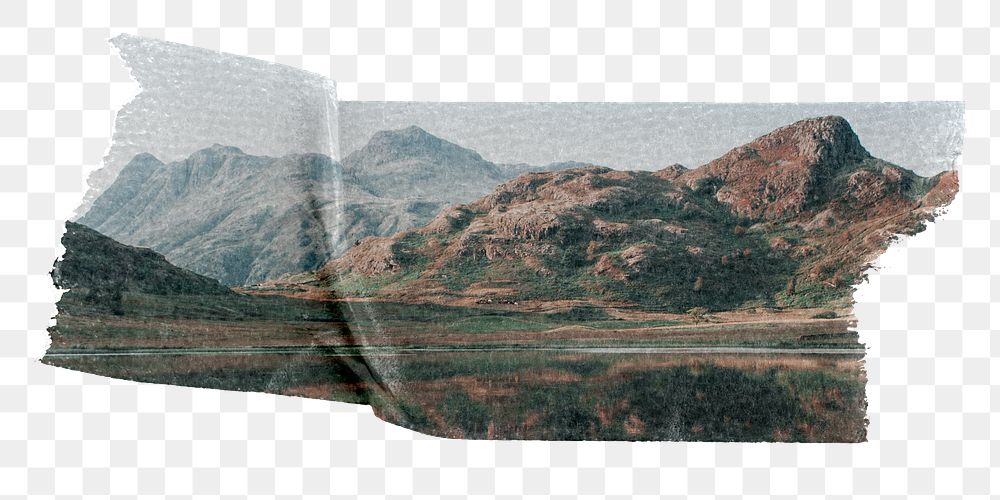 Landscape washi tape png sticker, collage element, transparent background