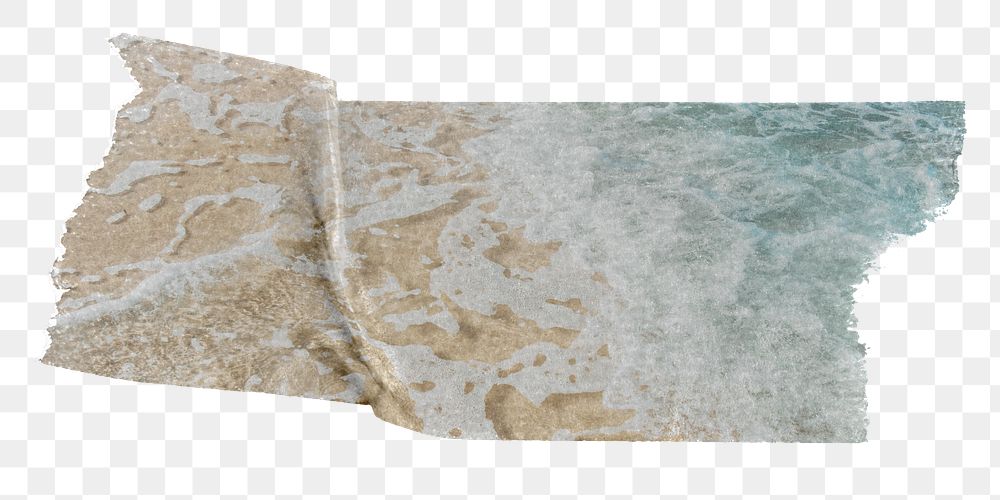 Beach washi tape png sticker, collage element, transparent background