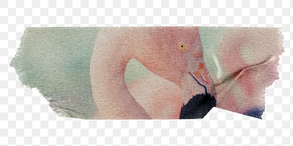 Flamingo washi tape png sticker, collage element, transparent background