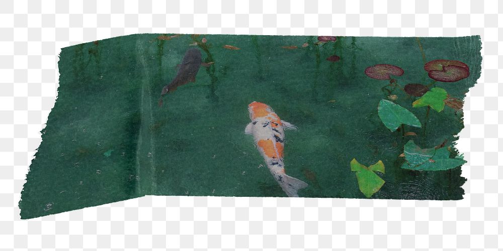 Koi fish washi tape png sticker, collage element, transparent background