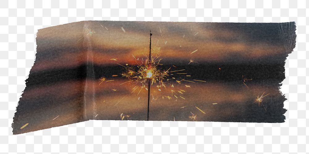 Firework washi tape png sticker, collage element, transparent background
