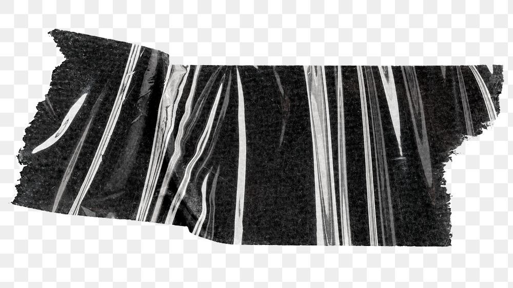 PNG black plastic washi tape, stationery collage element, transparent background