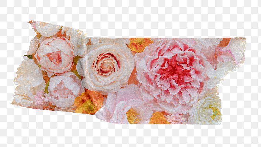 PNG flower washi tape, stationery collage element, transparent background