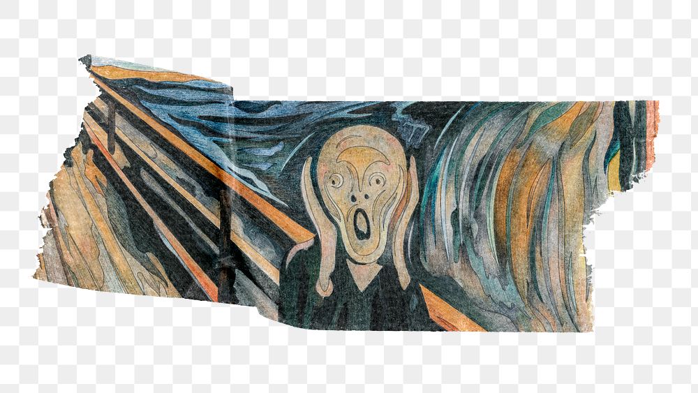 PNG Edvard Munch's The Scream washi tape, stationery collage element, transparent background