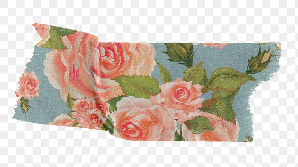 PNG rose pattern washi tape, stationery collage element, transparent background