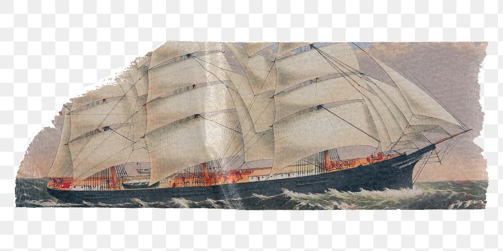 PNG vintage illustration washi tape, stationery collage element, transparent background
