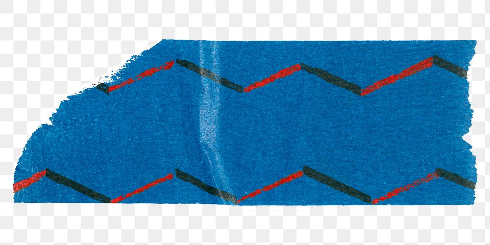 PNG blue pattern washi tape, stationery collage element, transparent background