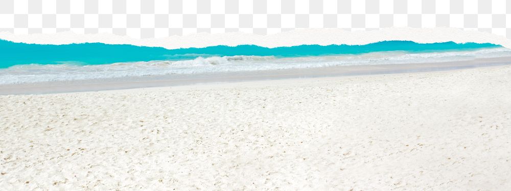 Beach png torn paper collage, beautiful scenery, transparent background