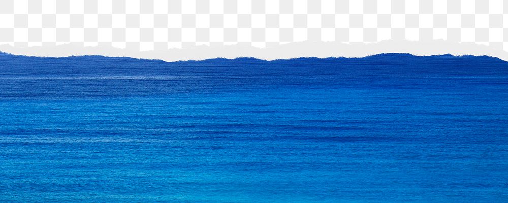 Blue water texture png border, torn paper design, transparent background