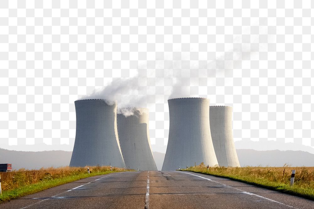 Nuclear power plant png border, torn paper design, transparent background