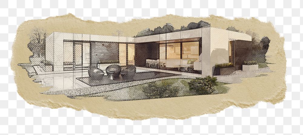 PNG modern home design, collage element, transparent background