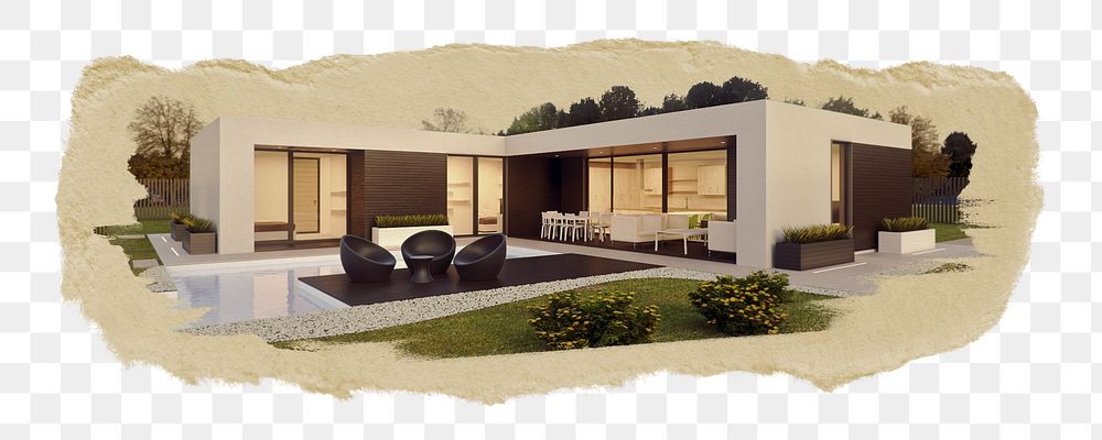 PNG modern home design, collage element, transparent background