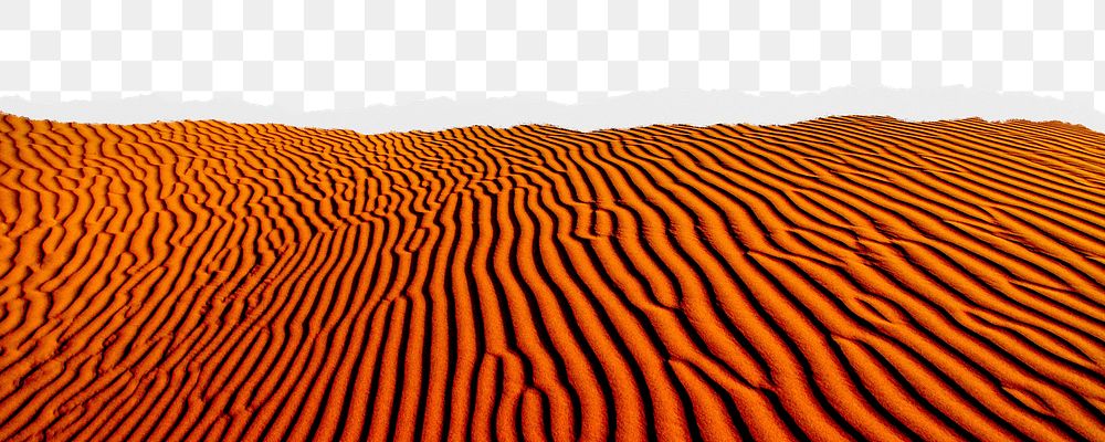 Orange desert png border, torn paper design, transparent background