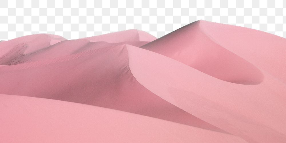 Pink smooth png desert border, landscape image, transparent background