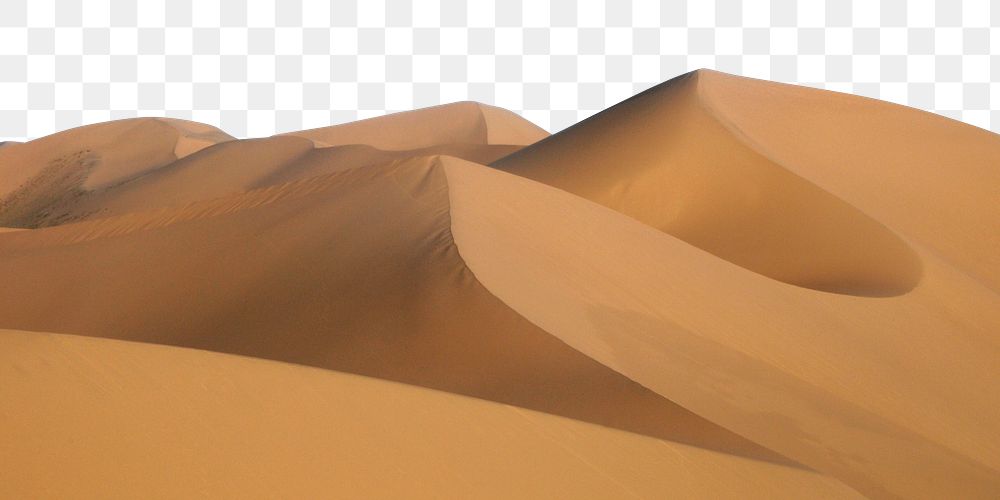 Smooth desert png border, landscape image, transparent background