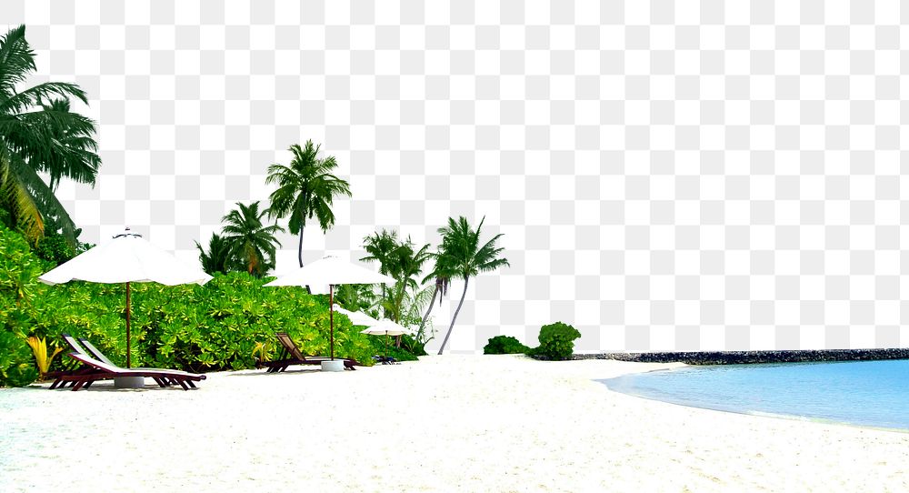 Beach png collage, beautiful scenery, transparent background