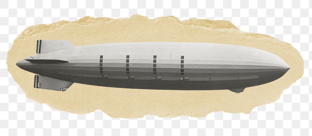 Airship png sticker, ripped paper, transparent background