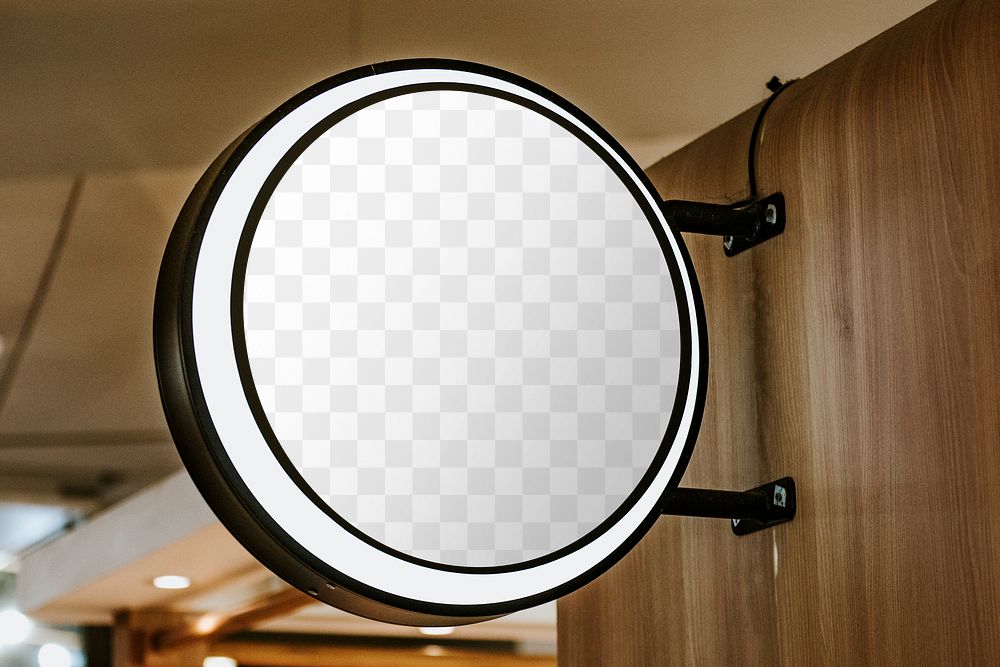 Circle restaurant  png sign mockup, transparent design