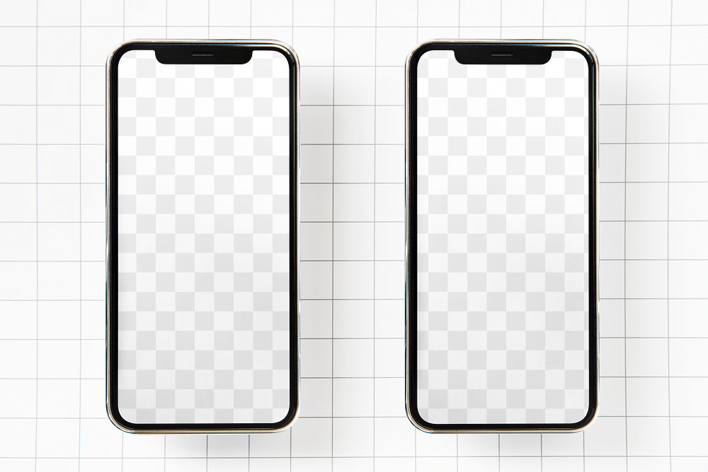 Png mockup two phone screens, transparent design