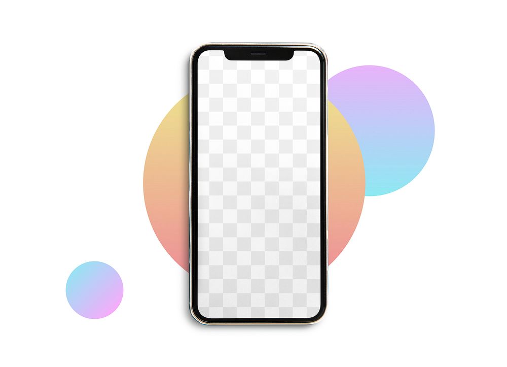 Phone screen png mockup, gradient circle shape, transparent design