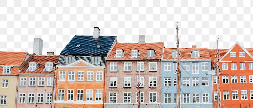 Danish houses png border, transparent background