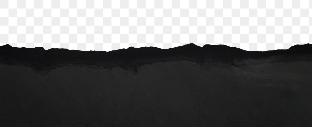 Silhouette mountain png border, transparent background