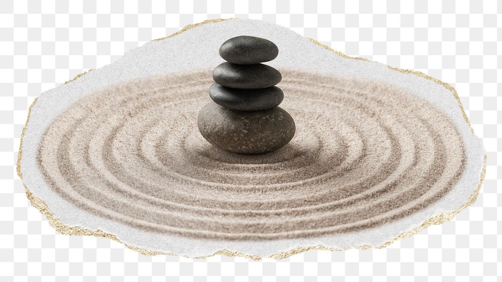 PNG Stacked zen stones sand, collage element, transparent background