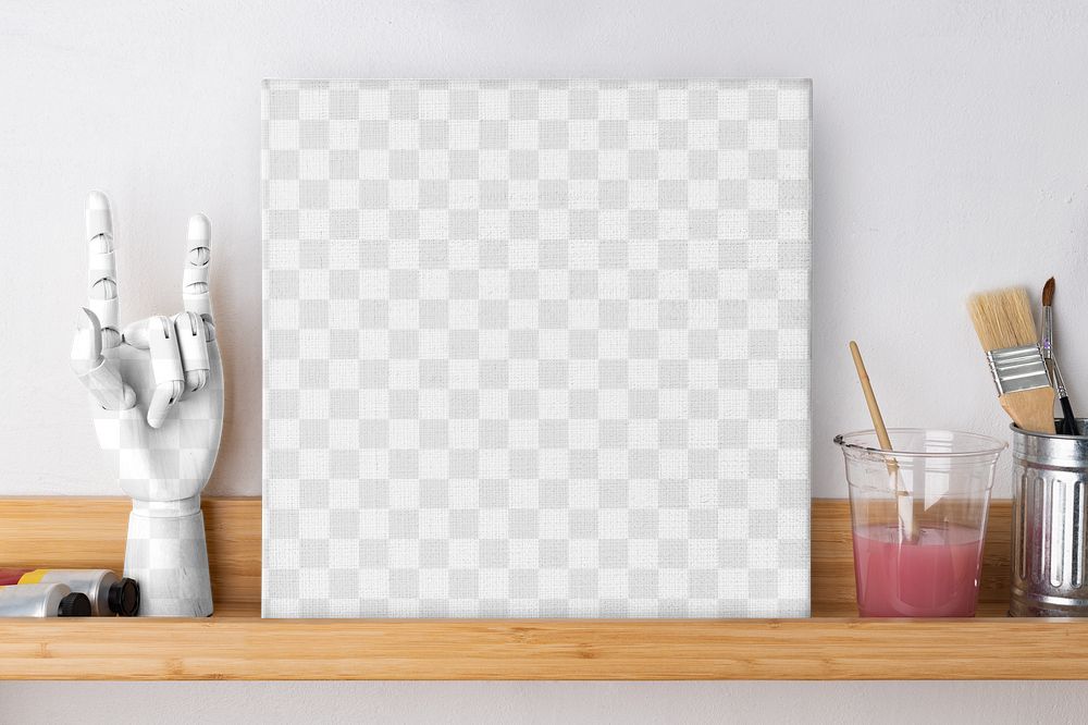 Canvas png mockup, artist table, transparent design