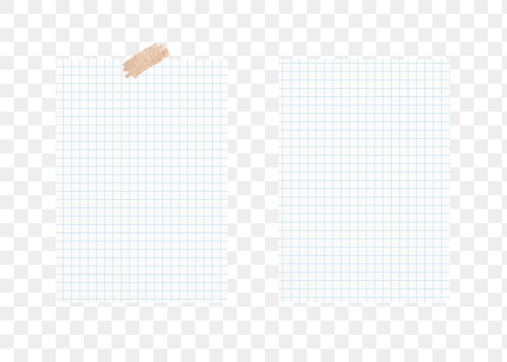Grid paper note png scrapbook sticker set, transparent background