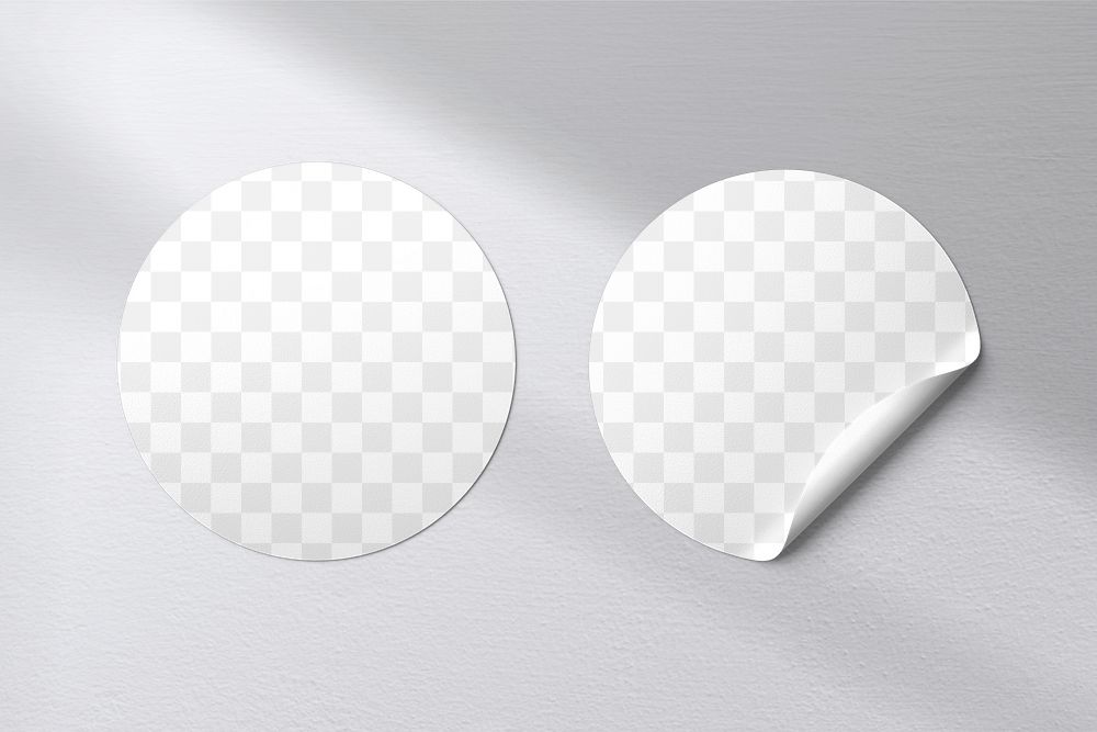 Round stickers png mockup, transparent design