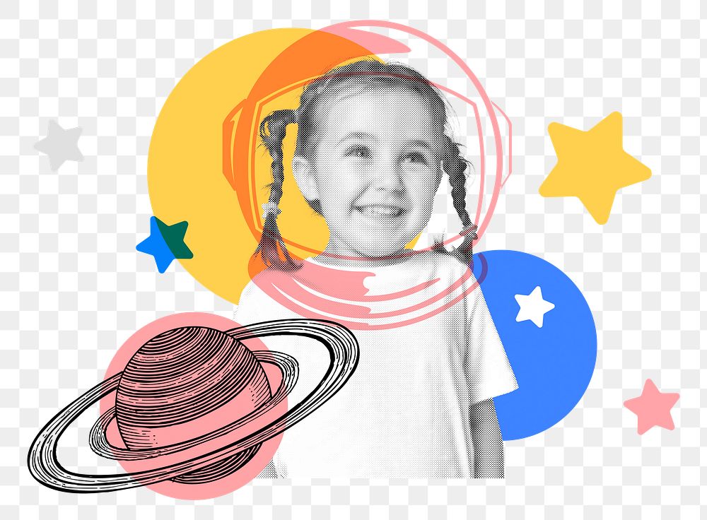 Kid astronaut png sticker, education transparent background