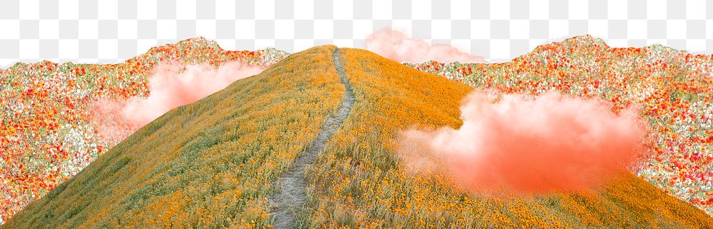 Uphill path png border sticker, nature design, transparent background