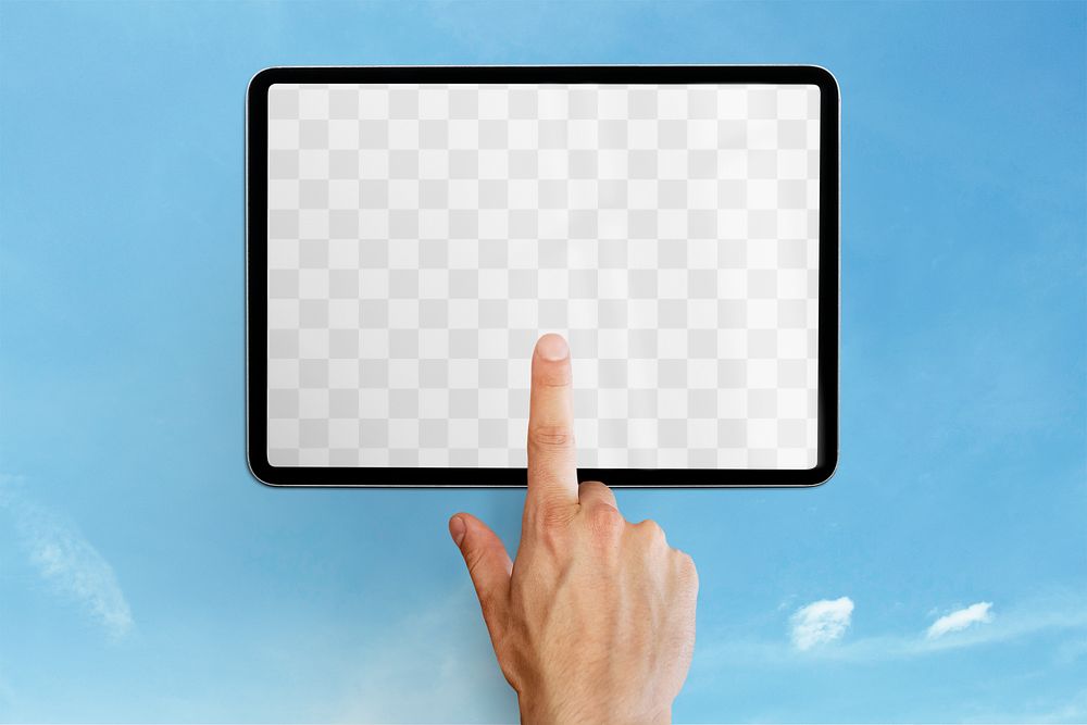 Tablet screen png mockup, digital device, transparent design