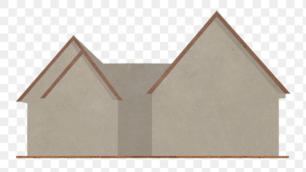 House png sticker, beige paper texture design, transparent background