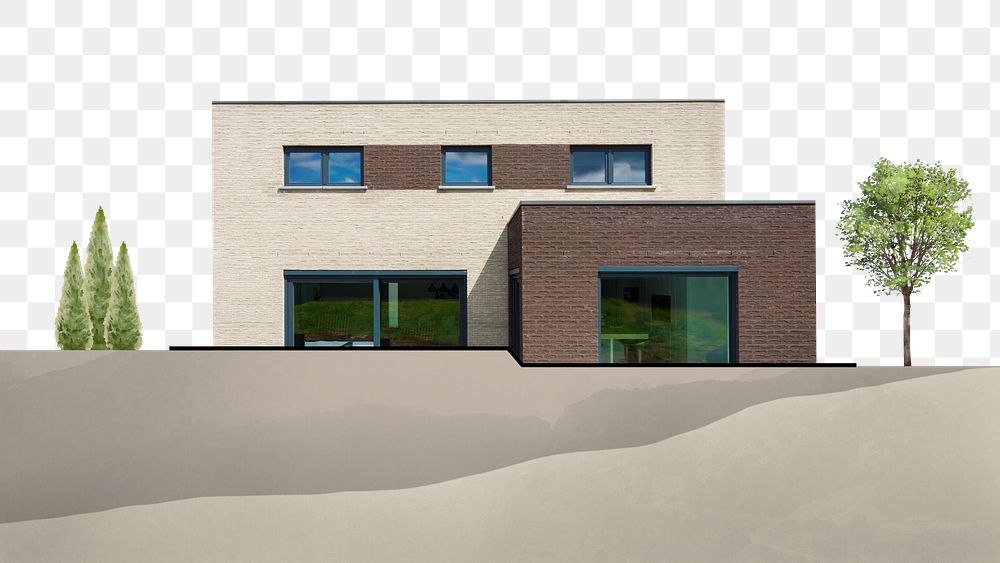 Modern house png border, architecture, transparent background