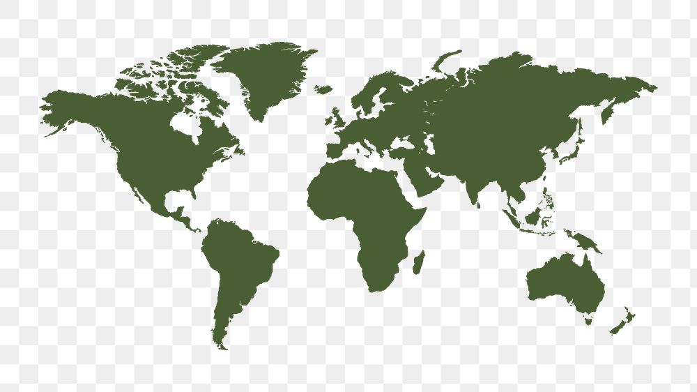 Png world map sticker, green design, transparent background