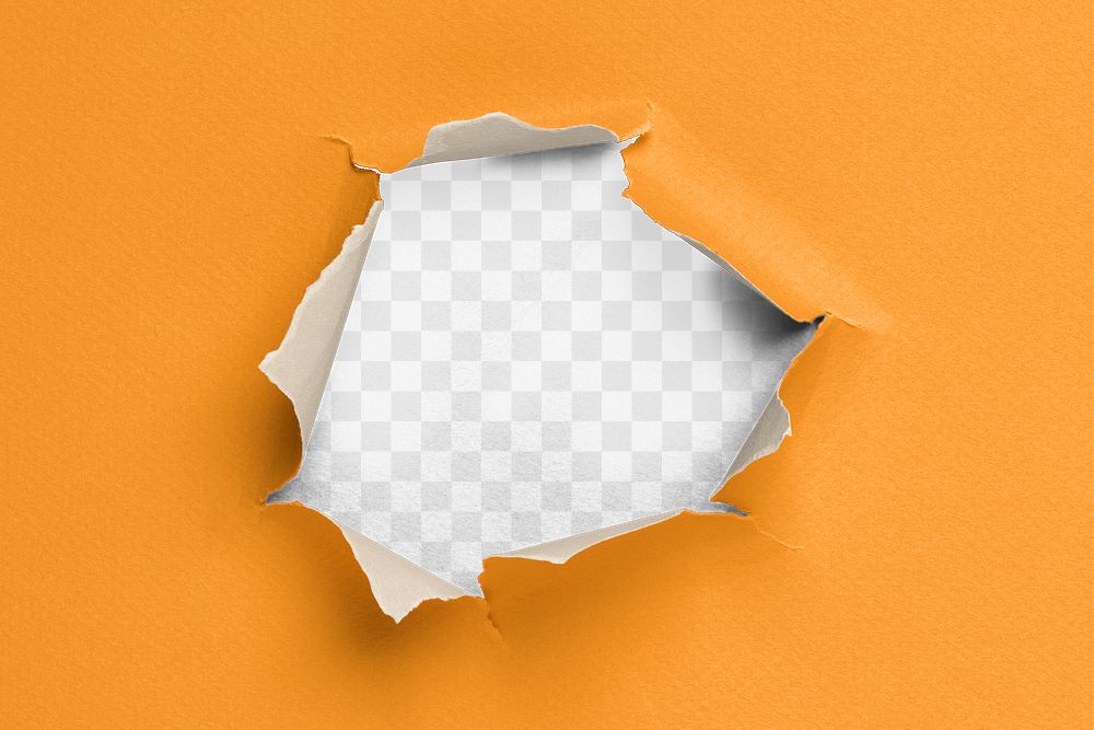 Paper hole png mockup, yellow background, transparent design