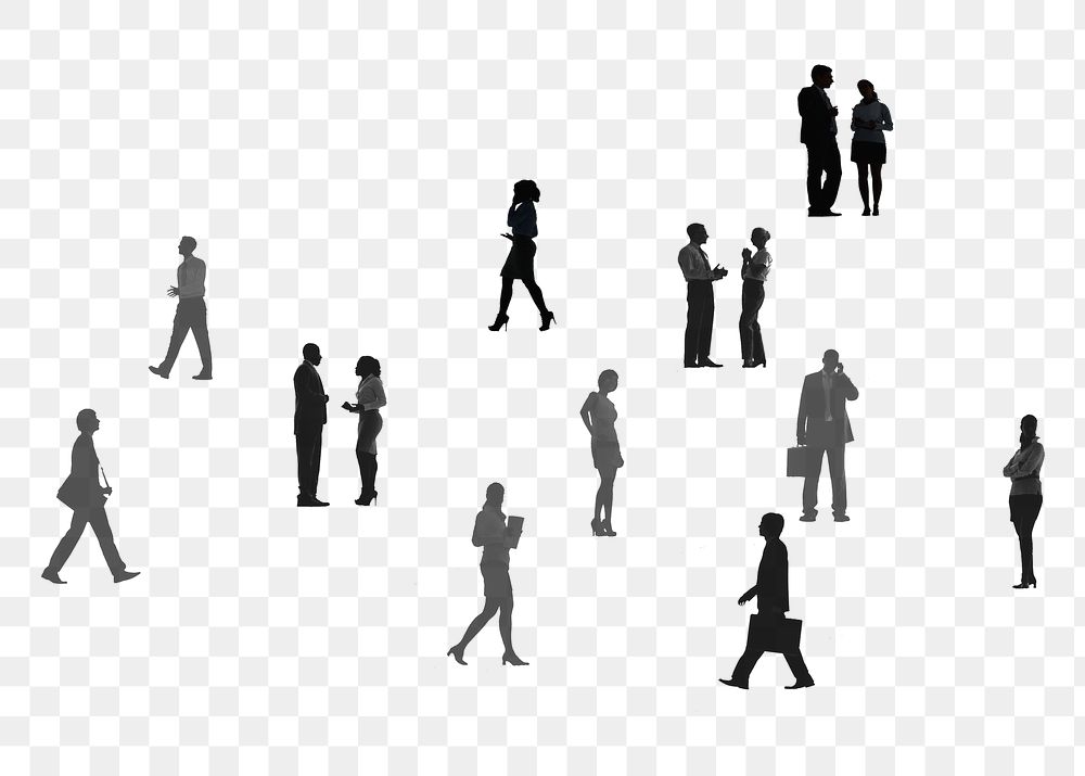 Business people png sticker, silhouette design, transparent background