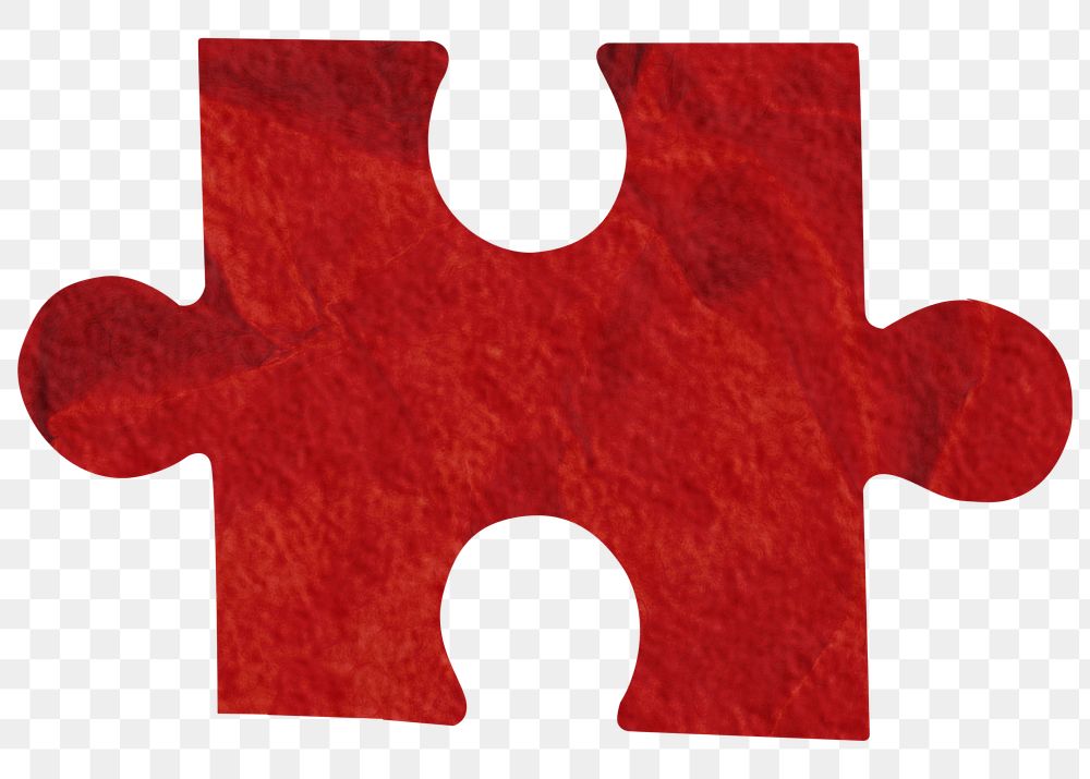 Png red jigsaw puzzle sticker, transparent background