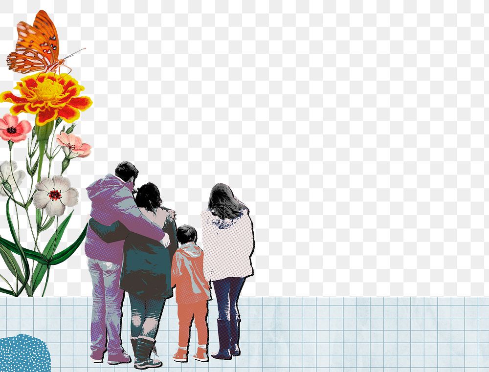 Family love png border, colorful design, transparent background