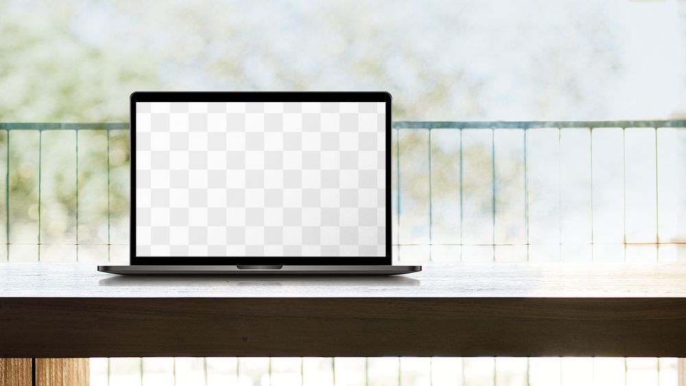 Laptop png mockup, editable screen transparent design