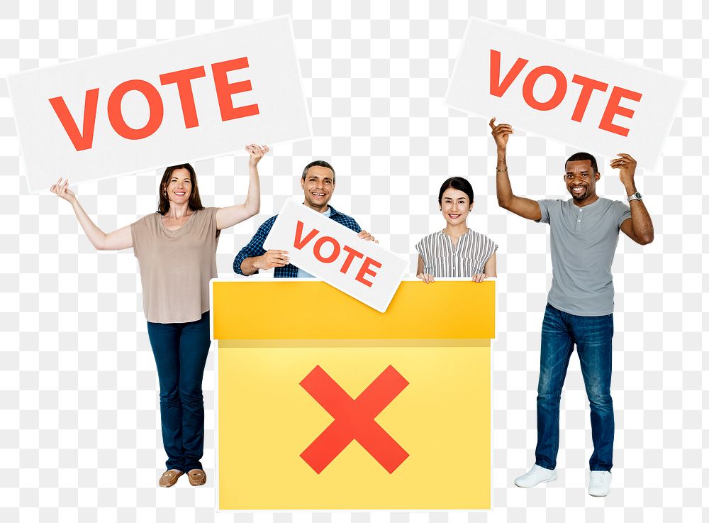 People voting png election sticker, transparent background