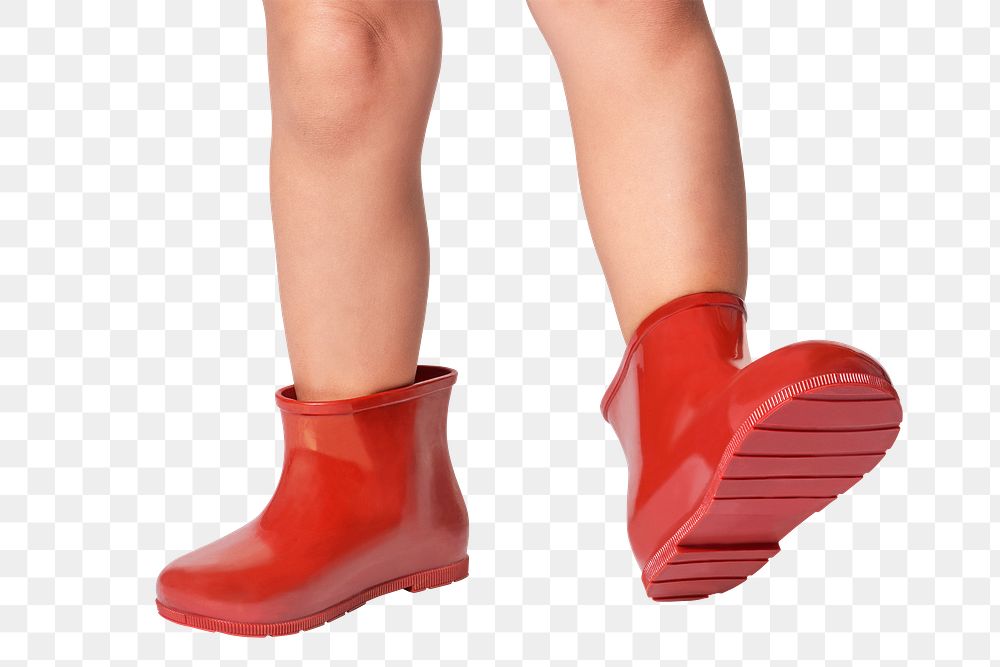 Boy with red boots png mockup studio shot