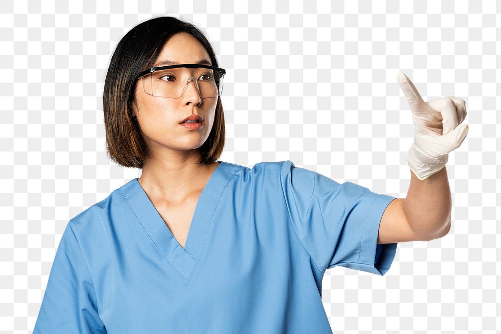 Doctor png mockup with invisible screen technology