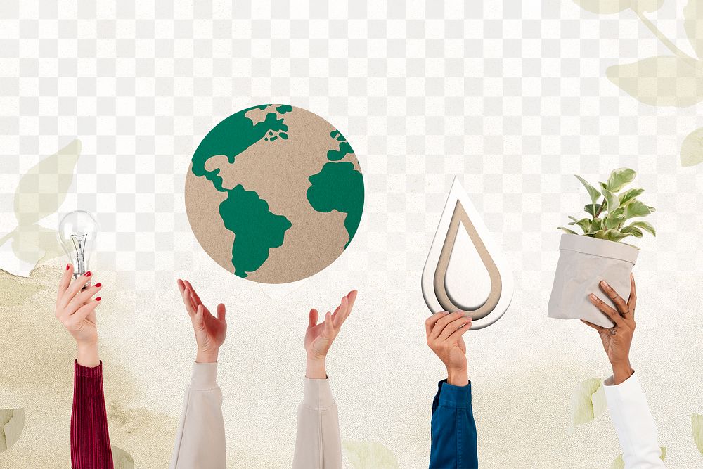 Png Hand presenting earth mockup sustainable environment remix