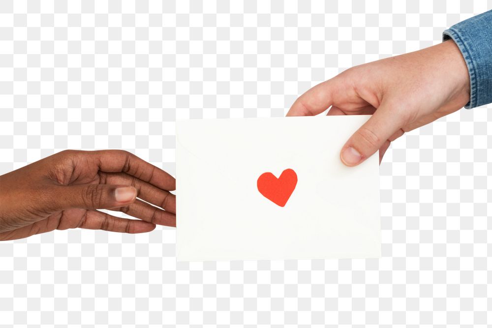 Png Valentines&rsquo; love letter mockup with diverse hands