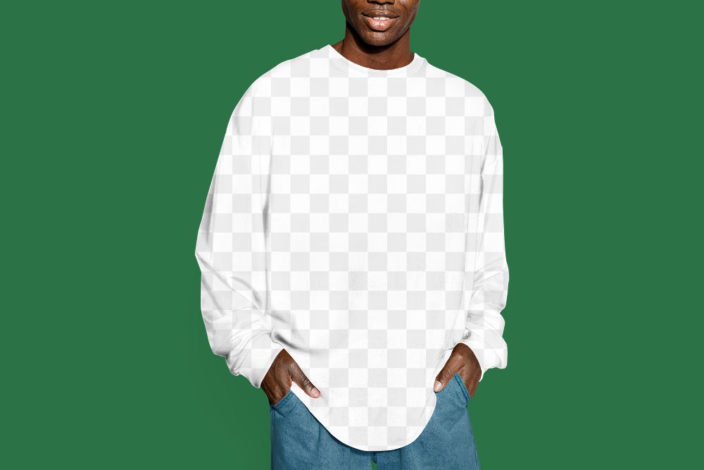 Men's sweater png mockup, fashion editable transparent design